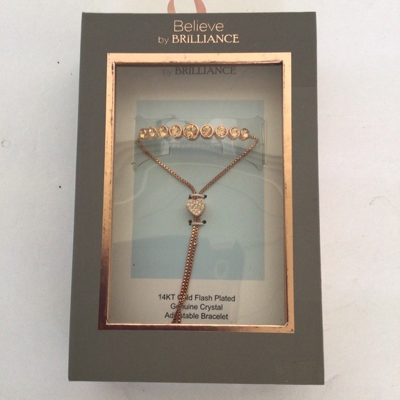 BELIEVE BY BRILLIANCE ROSE GOLD 14k GOLD FLASH PLATED CRYSTAL BRACELET N… - Picture 10 of 16
